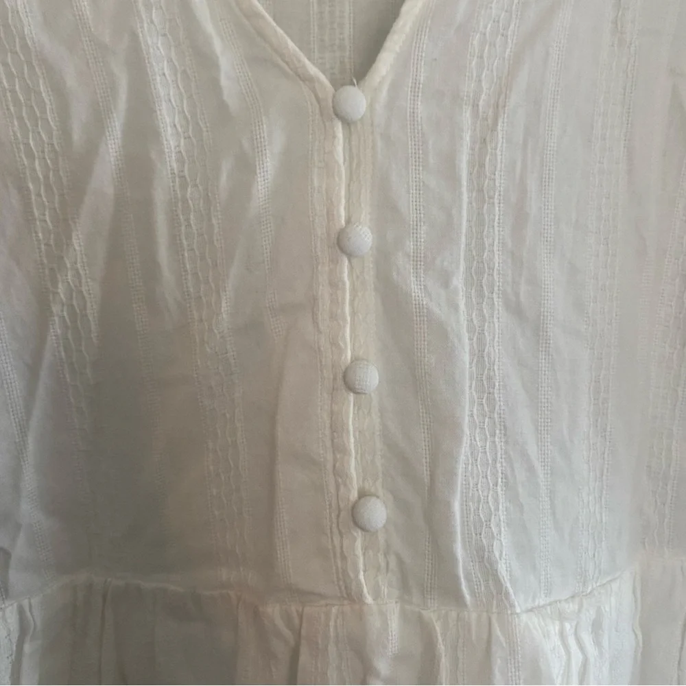 Universal Thread White Midi Dress with Puff Sleeves - Picture 3 of 4